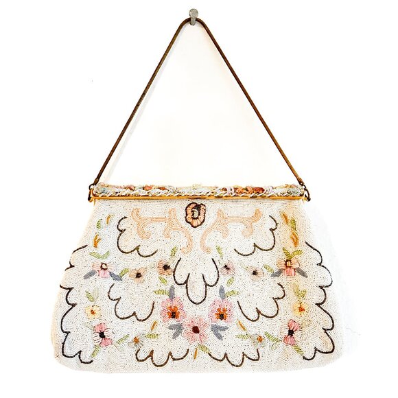 Vintage Handbags - VINTAGE Authentic 1930's Hand-beaded French Parisian Evening Bag